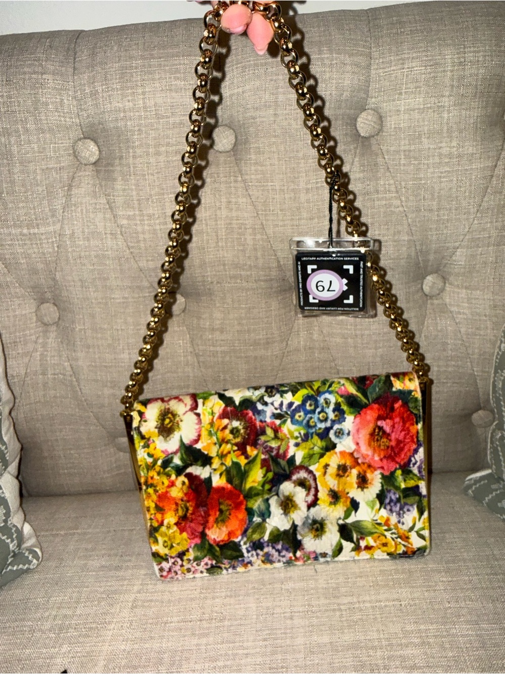Dolce & Gabbana - VINTAGE Multicolor Floral Shoulder Bag with Gold Chain